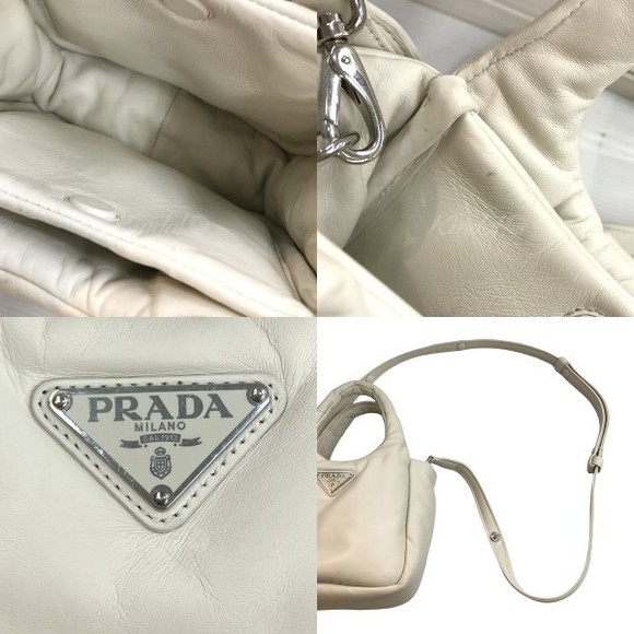 Prada Soft Padded Nappa Leather Mini Handbag White - Picture 3 of 8